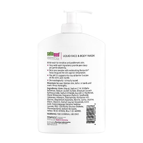 SEBAMED ParabenFree Liquid Face and Body Wash with Pump pH 55 Dermatologist Recommended Mild Hydrating Cleanser for Sens