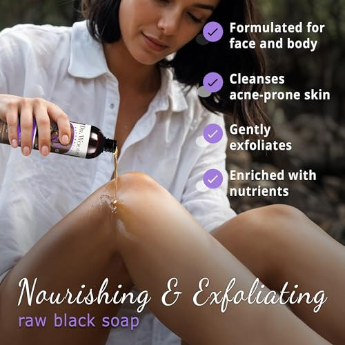 Dr Woods Raw African Liquid Black Soap Body Wash for Men and Women Contains Organic Shea Butter Gentle Exfoliant Natural