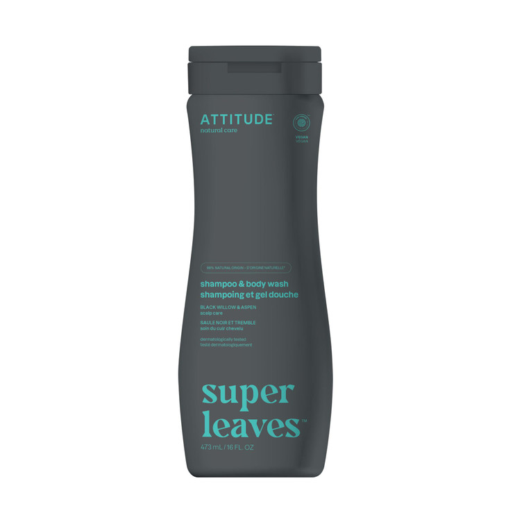 ATTITUDE 2in1 Body Wash and Hair Shampoo EWG Verified Shower Gel Dermatologically Tested Made with Naturally Derived Ing