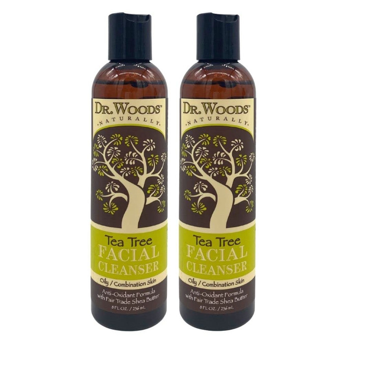 Dr Woods Shea Vision Tea Tree Liquid Facial Cleanser with Organic Shea Butter 8 Ounce Pack of 2