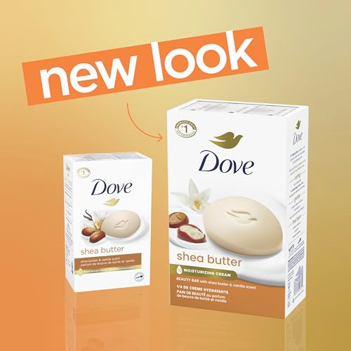 Dove Beauty Bar Soap Shea Butter 8 Bars for Nourished Radiant Skin Enriches Skin 375 oz