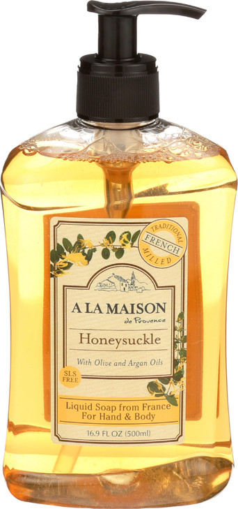 A LA MAISON Honeysuckle French Liquid Hand Soap Natural Hand Wash Made with Essential Oils Biodegradable PlantBased Vega