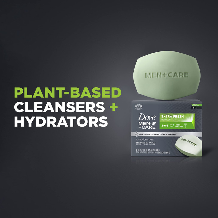 Dove MenCare 3 in 1 Bar Cleanser for Body Face and Shaving to Clean and Hydrate Skin Extra Fresh Body and Facial Cleanse
