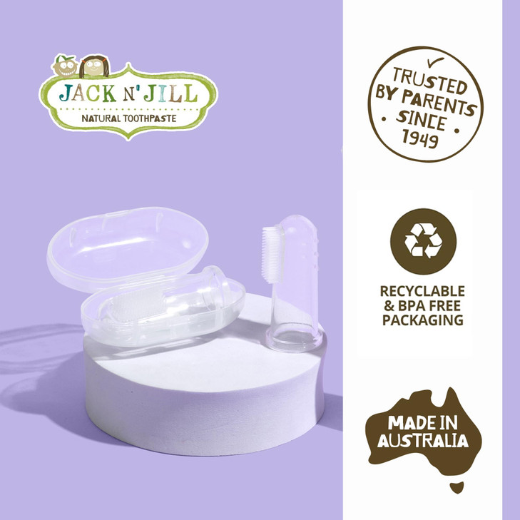Jack N' Jill Stage 1 Silicone Finger Toothbrush - Baby Toothbrush 6 to 12 Months, Baby Oral Cleaner, Travel Size - Two Brushes Plus Case, (Pack of 1) online at globaldelivered
