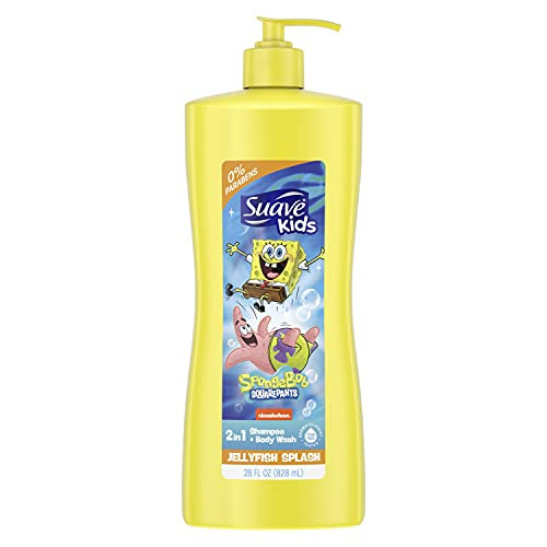 Suave Kids 2in1 Shampoo Body Wash for Kids Nickelodeon Spongebob DermatologistTested and Tearfree Strawberry Yellow 28 F