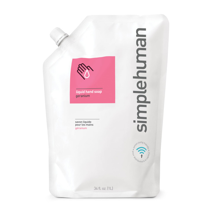 simplehuman Geranium Moisturizing Liquid Hand Soap Refill Pouch 34 Fl Oz