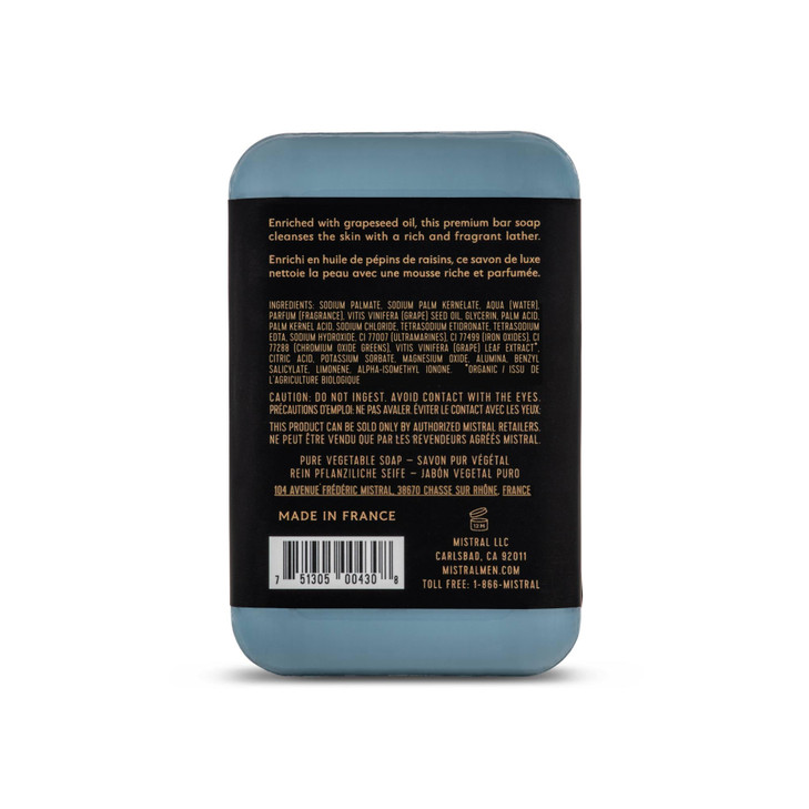 Mistral Cedarwood Marine Luxury Bar Soap for Men Mens Natural Soap Bar Paraben Phthalates Free Moisturizing TripleMilled
