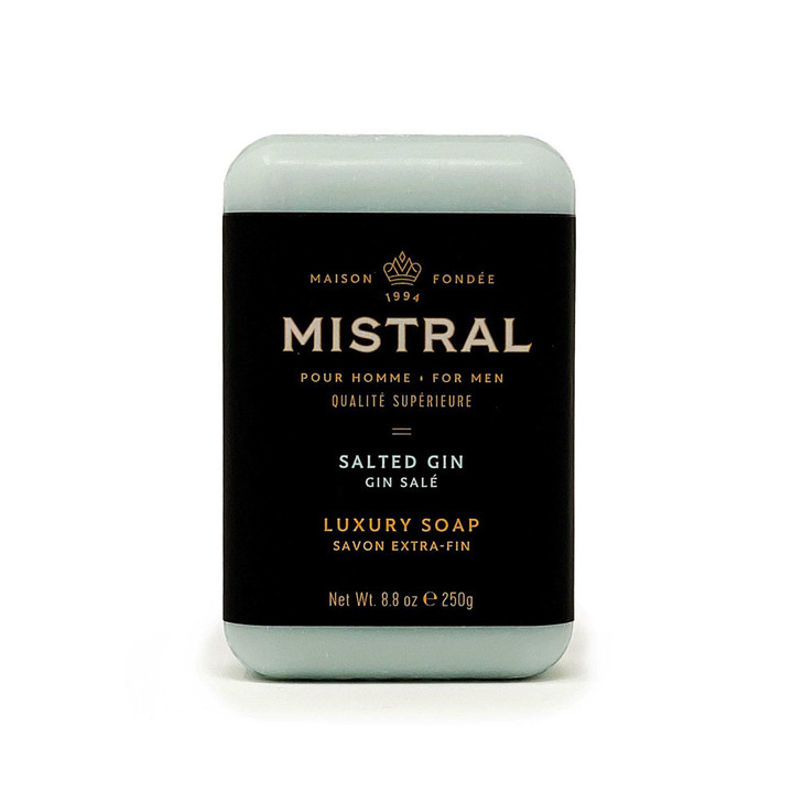 Mistral Salted Gin Luxury Bar Soap for Men Mens Natural Soap Bar Paraben Phthalates Free Moisturizing TripleMilled Natur
