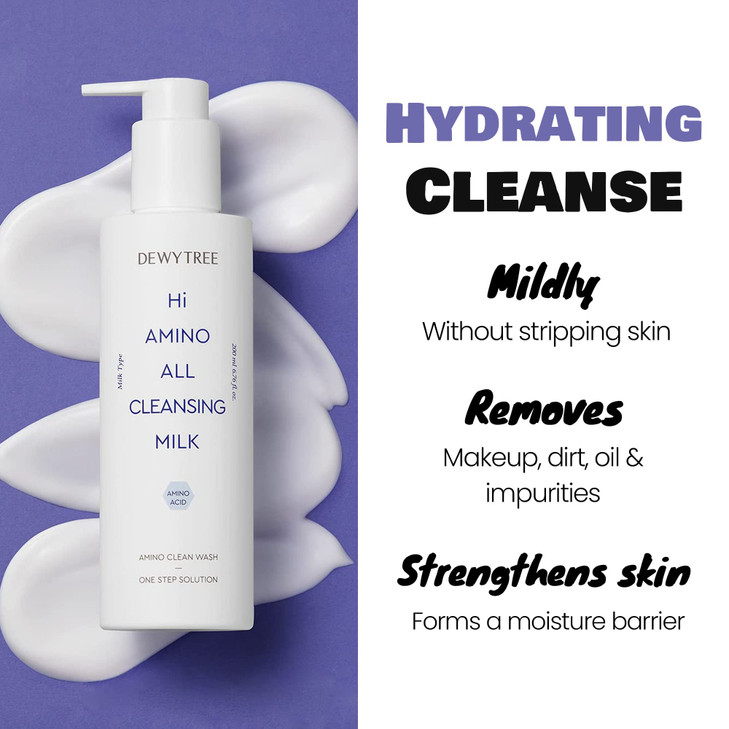 DEWYTREE Hi Amino All Cleansing Milk Hydrating Facial Cleanser for Sensitive Skin Amino Acid Face Lotion Oil Cleanser Ko
