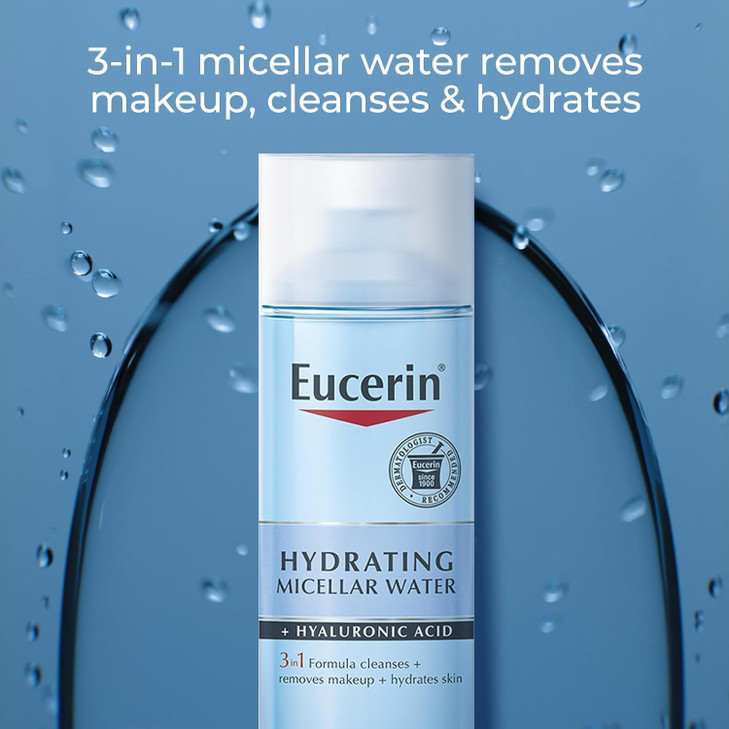Eucerin Hydrating 3in1 Micellar Water Formulated with Hyaluronic Acid 68 Fl Oz Bottle