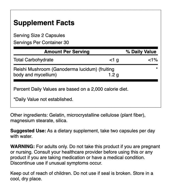 Swanson Reishi Mushroom Immune Function Mood Support 600 Milligrams 60 Capsules online at globaldelivered