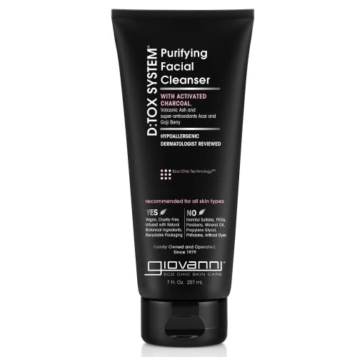 GIOVANNI Dtox System Facial Cleanser Super Antioxidants Acai and Goji Berry Activated Charcoal Removes Impurities for a