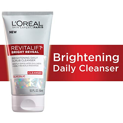 LOreal Paris Skincare Revitalift Bright Reveal Facial Cleanser with Glycolic Acid AntiAging Daily Face Cleanser to Exfol