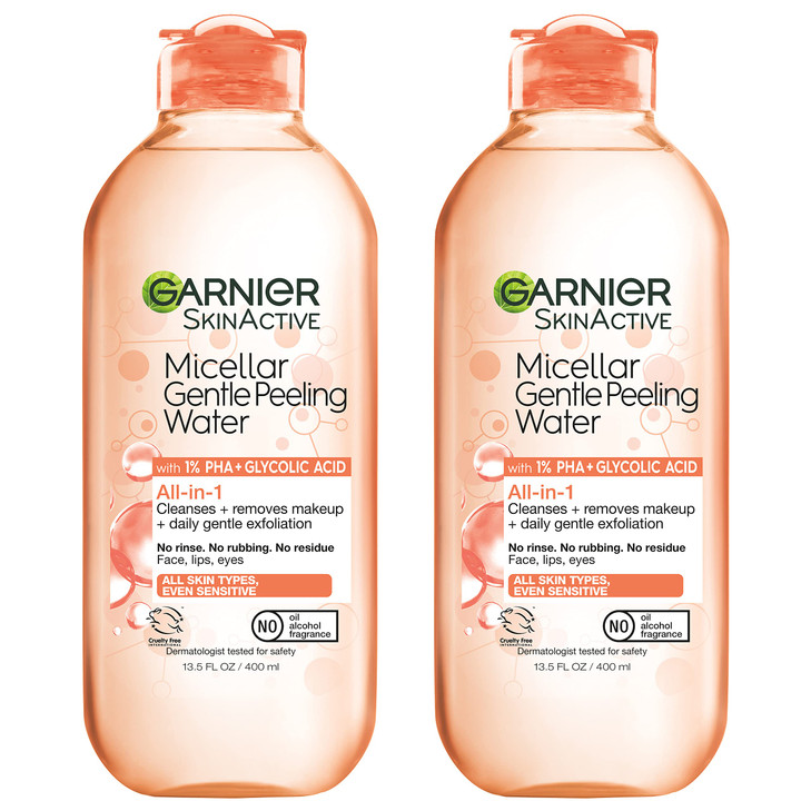 Garnier SkinActive Gentle Peeling Micellar Water with 1 PHA and Glycolic Acid Face Exfoliant Facial Cleanser and Makeup