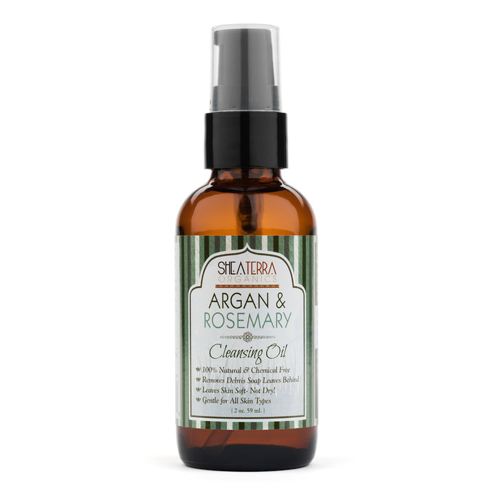 Shea Terra Organics Argan Rosemary Cleansing Oil Deep Pore Treatment Bacteria Remover Vitamin E Oil All Skin Types 2 oz