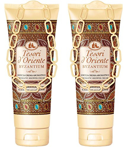 Tesori dOriente Byzantium Aromatic Shower Cream with Black Rose and Labdanum 845 Fluid Ounce 250ml Tubes Pack of 2 Itali
