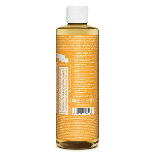 Dr Bronners PureCastile Liquid Soap Citrus 16 ounce Made with Organic Oils 18in1 Uses Face Body Hair Laundry Pets and Di