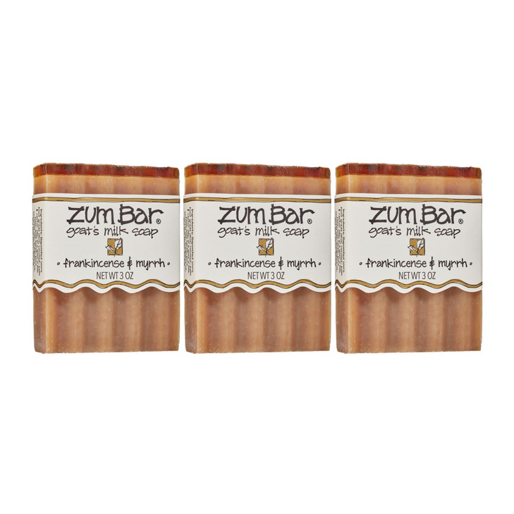Indigo Wild Zum Goats Milk Soap Bar Bar Soap for Hands Body Made with Essential Oils 3 oz Frankincense Myrrh 3 Pack
