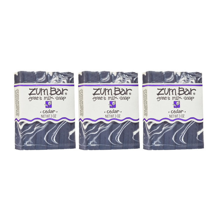 Zum Indigo Wild Goats Milk Soap Bar Bar Soap for Hands Body Made with Essential Oils 3 oz Cedar 3 Pack