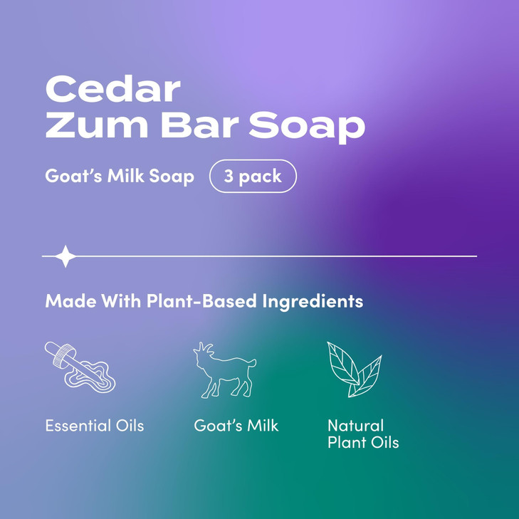Zum Indigo Wild Goats Milk Soap Bar Bar Soap for Hands Body Made with Essential Oils 3 oz Cedar 3 Pack