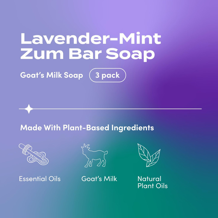Indigo Wild Zum Goats Milk Soap Bar Bar Soap for Hands Body Made with Essential Oils 3 oz LavenderMint 3 Pack