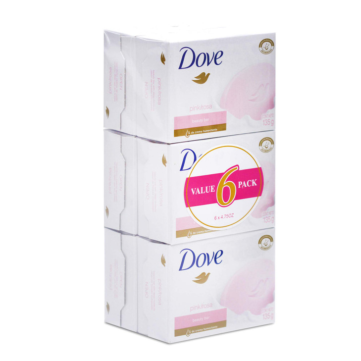 Dove Beauty Cream Bar Soaps PinkRosa 135g 476oz x 6 Pack6