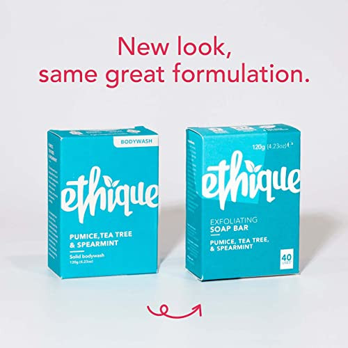 Ethique Exfoliating Pumice Tea Tree Spearmint Soap Bar Body Wash for All Skin Types PlasticFree Vegan CrueltyFree EcoFri