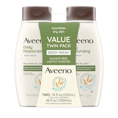 Aveeno Daily Moisturizing Body Wash Cleanser for Men Women CleanRinsing for Softer Smoother Skin Gentle Lightly Scented