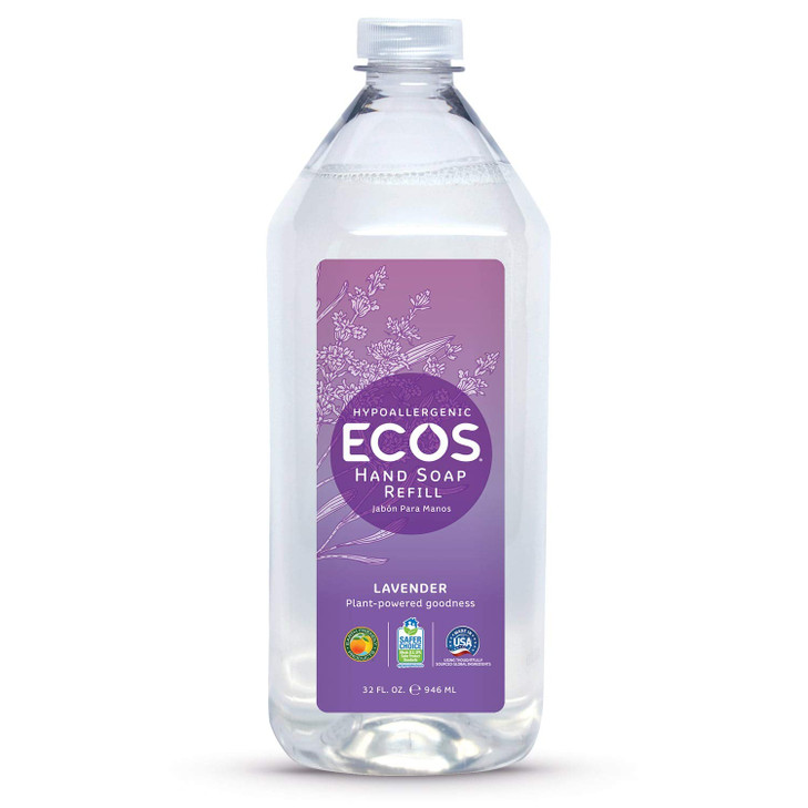 ECOS Hypoallergenic Hand Soap Lemongrass 32oz Bottle by Earth Friendly Products Lavender 32 Fl Oz 67670