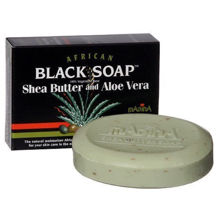 Madina African Black Soap With Shea Butter Aloe Vera 100 Vegetable Base 35 oz 3 Bars Iwgl