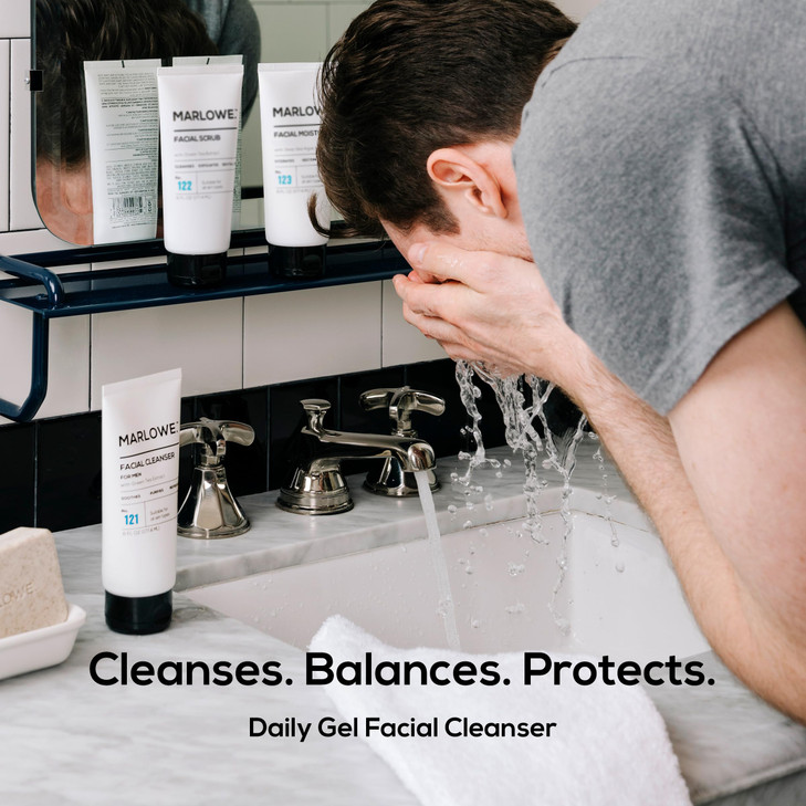 MARLOWE No 121 Facial Cleanser 6 oz Daily Mens Face Wash with Natural Extracts Antioxidants Soothes Purifies Refreshes T