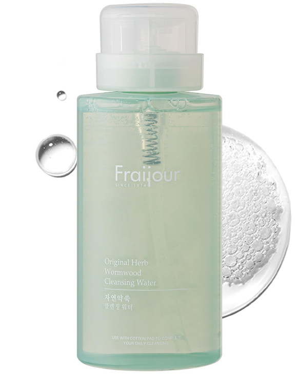 Fraijour Herb Wormwood Cleansing Water Korean 3in1 Cleanser Exfoliator Hydrator for Dry Oily Sensitive Skin Pore Tighten