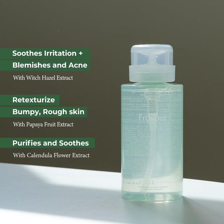 Fraijour Herb Wormwood Cleansing Water Korean 3in1 Cleanser Exfoliator Hydrator for Dry Oily Sensitive Skin Pore Tighten