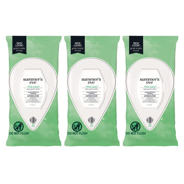 Summers Eve Cleansing Cloths 32 Count Aloe Love32 Count Pack of 3