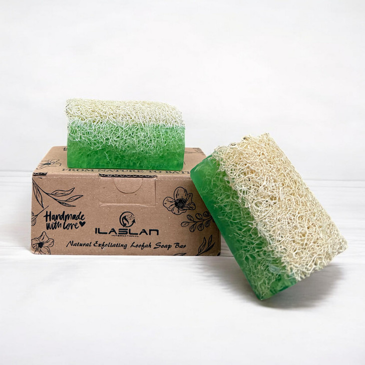 Natural Loofah Bar Soap for Men Women with Rice Handmade Exfoliating Luffa Bar Soap Great Soap for Hands Face Body Clean