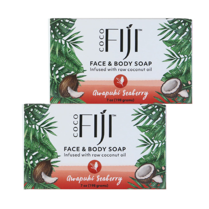 Coco Fiji Soap Bar for Face and Body Infused With Organic Coconut Oil Awapuhi Seaberry Essential Oil Natural Soap for Mo