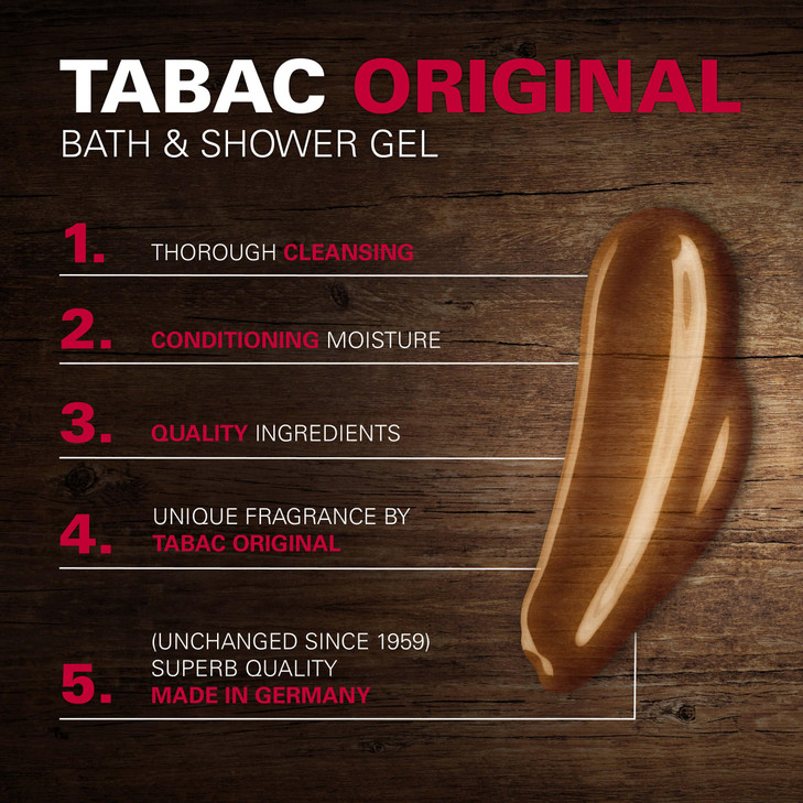 Tabac Original Bath and Shower Gel for Men by Maurer Wirtz 16 Ounce