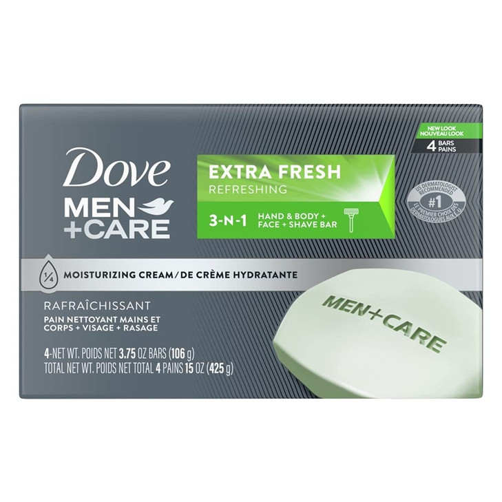 Dove Men Care Body Face Bar Extra Fresh 4 ea Pack of 2