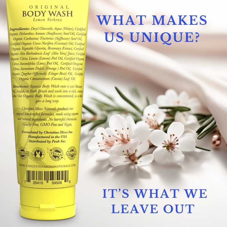 Christina Moss Naturals Verbena Body Wash Natural Organic Ingredients PlantBased No Parabens Sulfates Free NonToxic