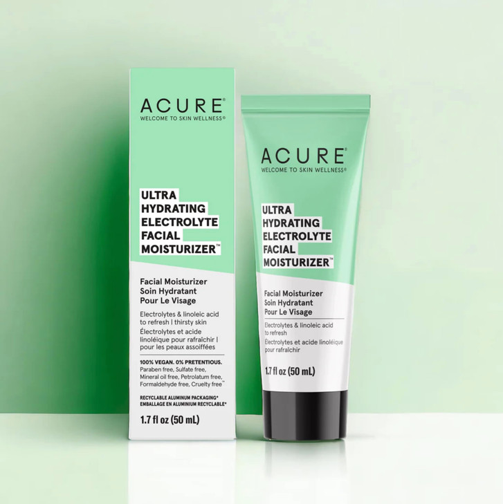 Acure Ultra Hydrating Electrolyte Facial Moisturizer 100 Vegan For Dry Skin With Plant Squalane Prickly Pear For Intense