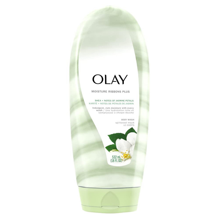 Olay Moisture Ribbons Body Wash with Shea and Notes of Jasmine Petals 532 mL White and Green Pack of 1
