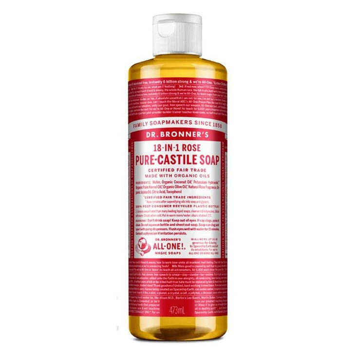 Dr Bronners Soap Castile Liquid Rose Made With Oils Fair Trade 16 Fl Oz
