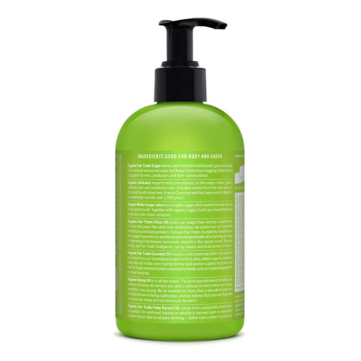 Dr Bronners Organic Sugar Soap Lemongrass 12 Ounce Made with Organic Oils Sugar and Shikakai Powder 4in1 Use Hands Body