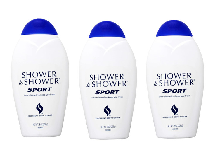 SHOWER TO SHOWER Body Powder Sport 8 oz Pack of 3