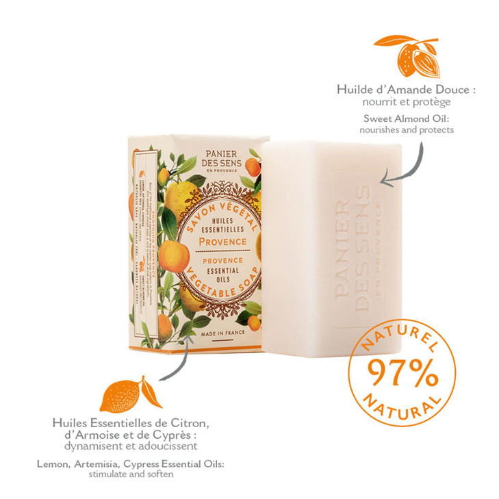 Panier des Sens Provence Bar Soap Moisturizing Gentle Scented Soap Bar Natural Soap with Sweet Almond 97 Natural Ingredi