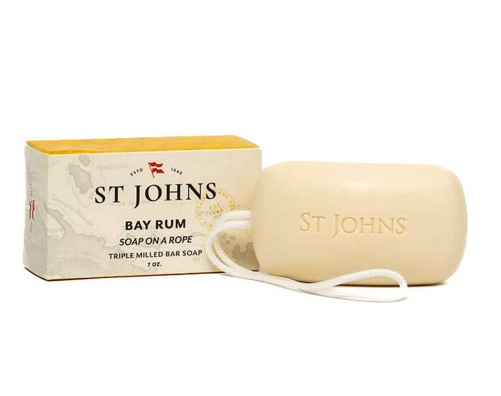 St John Bay Rum Soap On A Rope USA Made Triplemilled Mens Soap Bar Hydrating Bar Soap for Men with Olive Oil Glycerine L
