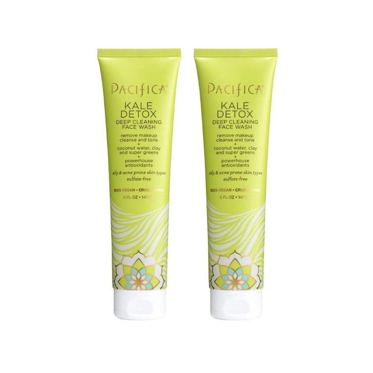 Pacifica Beauty Kale Detox Deep Cleaning Daily Face Wash Cleanser Coconut Water Aloe Vera For Oily and Blemish Prone Ski