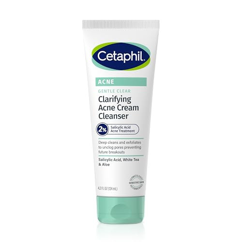 Cetaphil Acne Face Wash Gentle Clear Clarifying Acne Cream Cleanser with 2 Salicylic Acid Deep Cleans Treats Acne Prone