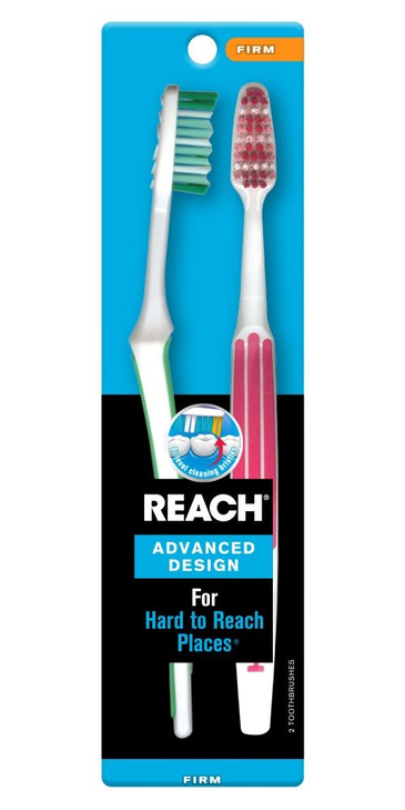 REACH Advanced Design Toothbrushes, Firm, 3 Count - Colors May Vary