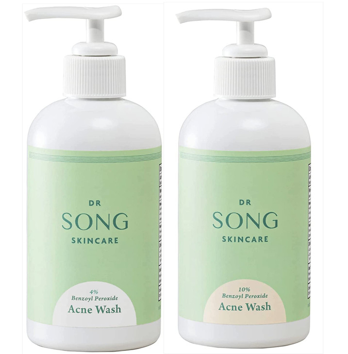 Dr Song Benzoyl Peroxide Wash 10 and 4 with Hyaluronic Acid Intro Kit Acne Treatment Acne Face Wash Body Wash Intro Kit